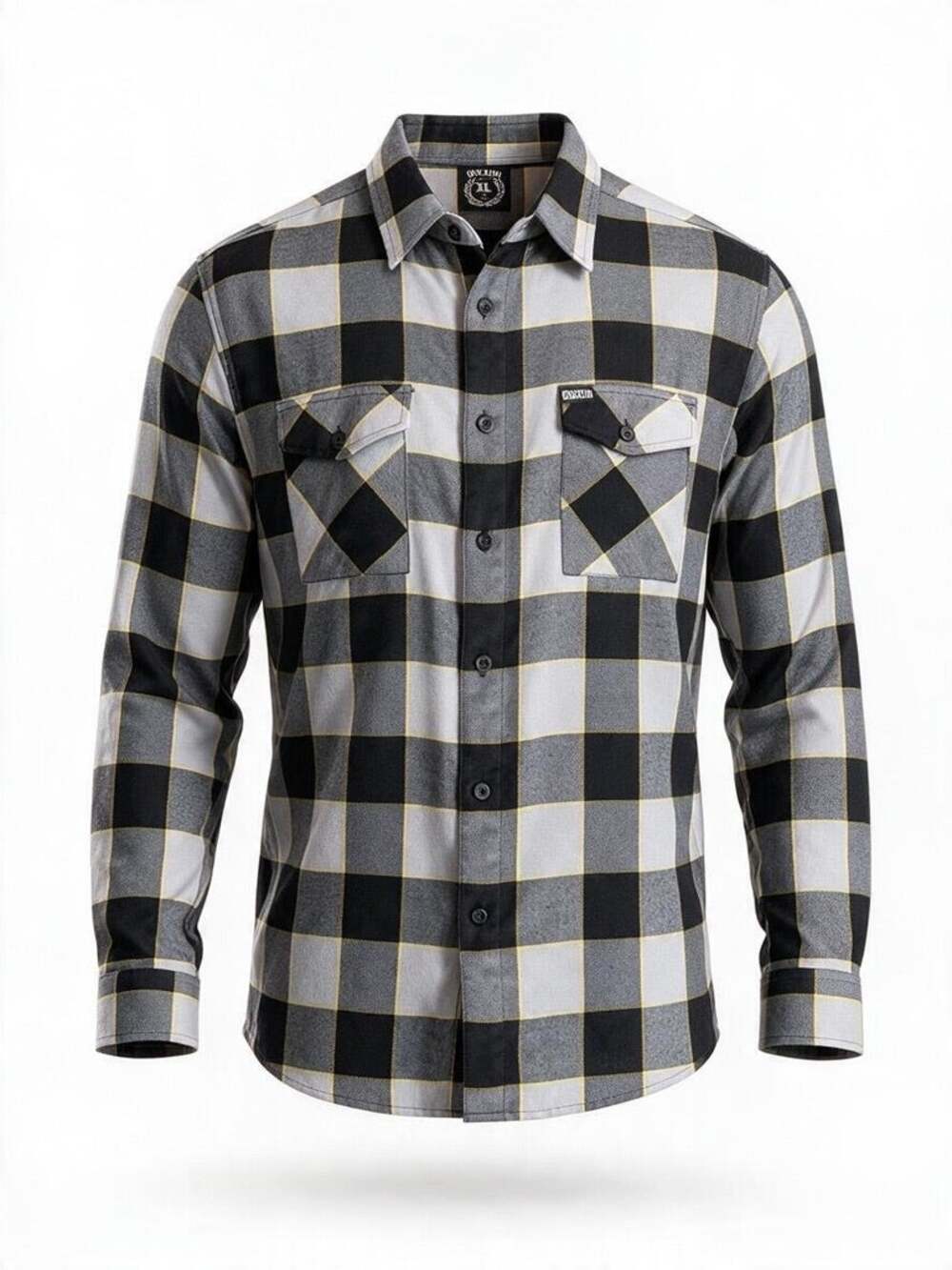 Dixxon Hurricane Men’s XL Black Yellow Gray Buffalo Plaid Flannel Shirt